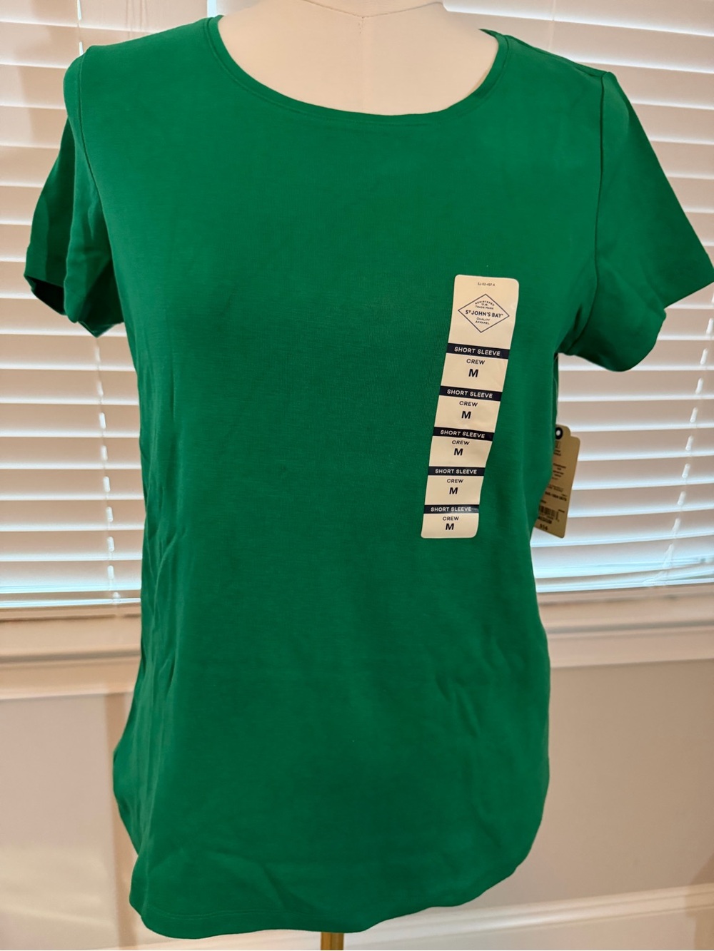 2 shirts. St. John's Bay Short Sleeve Crew Neck Top - Fuchsia & Green - Picture 2 of 8